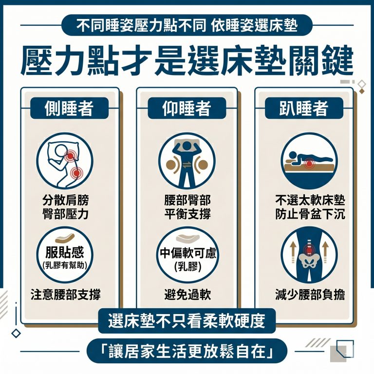 大漢家具提醒，不同睡姿者在床上的壓力分佈不一樣，消費者在挑選床墊前，也要考慮到自己的睡姿