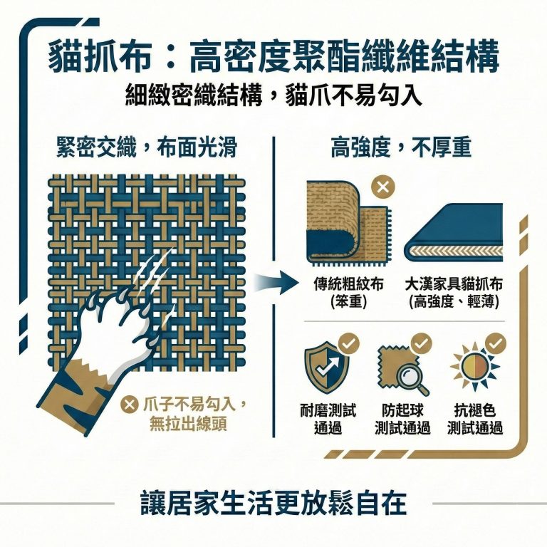 大漢家具的貓抓布工法細緻，讓貓爪勾不進去