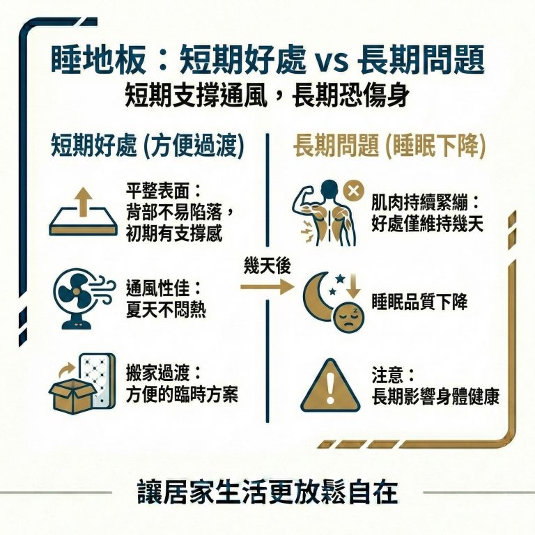 睡地板雖然真的有好處，但只能維持幾天