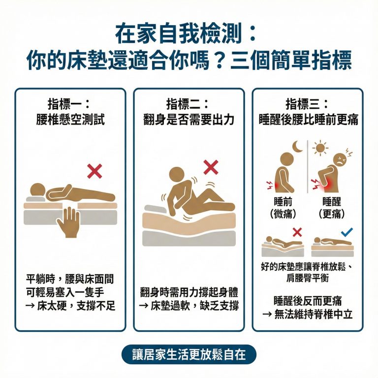 大漢家具建議，在家可以測試這幾件事情，如果有這些狀況，代表床墊該換了