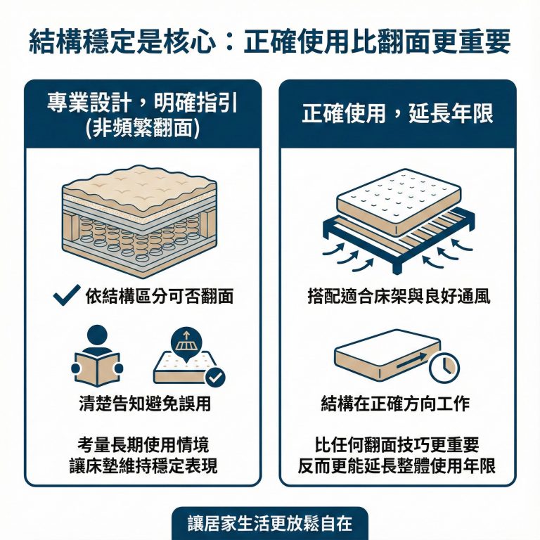 大漢家具的獨立筒床墊會清楚給予保養建議，不需要消費者自行摸索是否要翻面，如果有疑問也可以詢問大漢家具客服