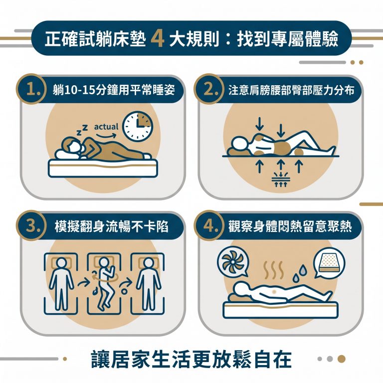 大漢家具提醒，床墊試躺時可以參考這四大規則，消費者能選到更適合自己的床墊