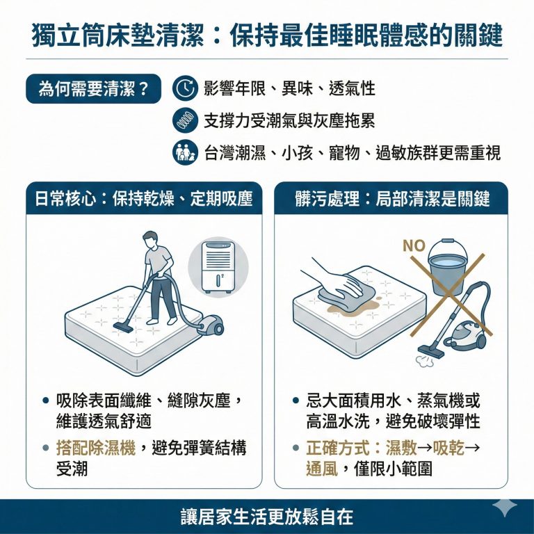大漢家具建議,獨立筒床墊清潔可以採取這些方法,以免破壞床墊結構