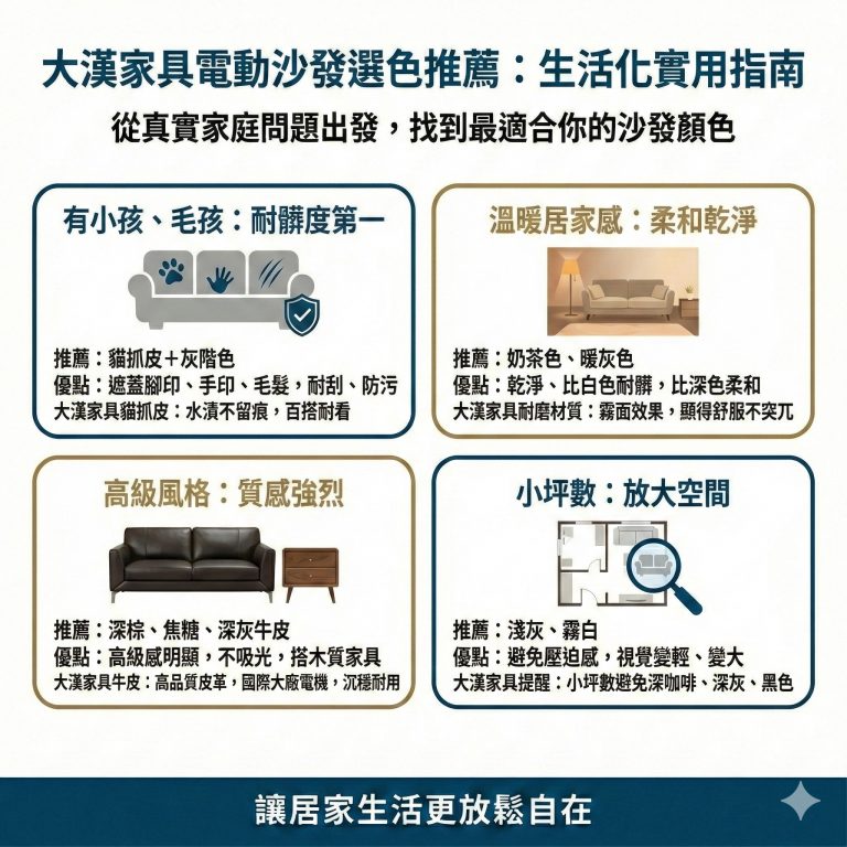 大漢家具提醒,客廳適合的沙發顏色可以以這四個原則考慮