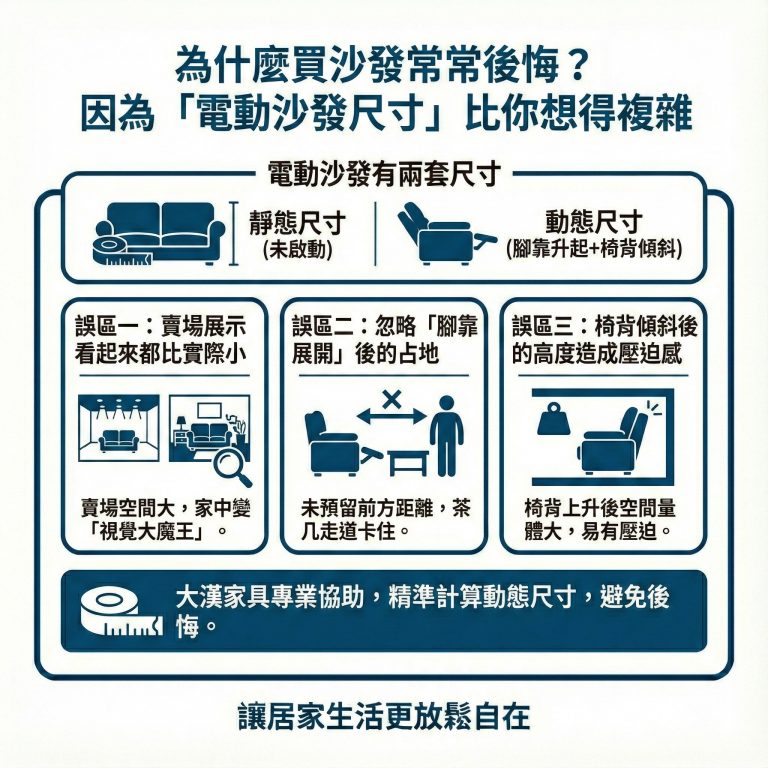 如果買電動沙發的時候尺寸沒估好，回家可能就會後悔