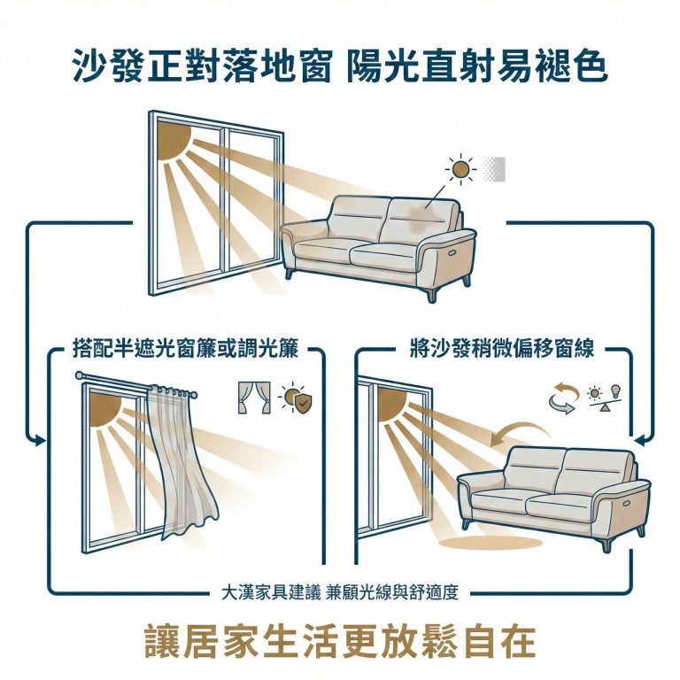 大漢家具提醒，電動沙發在規劃時也要注意陽光的位置，以免陽光直射傷害沙發布料